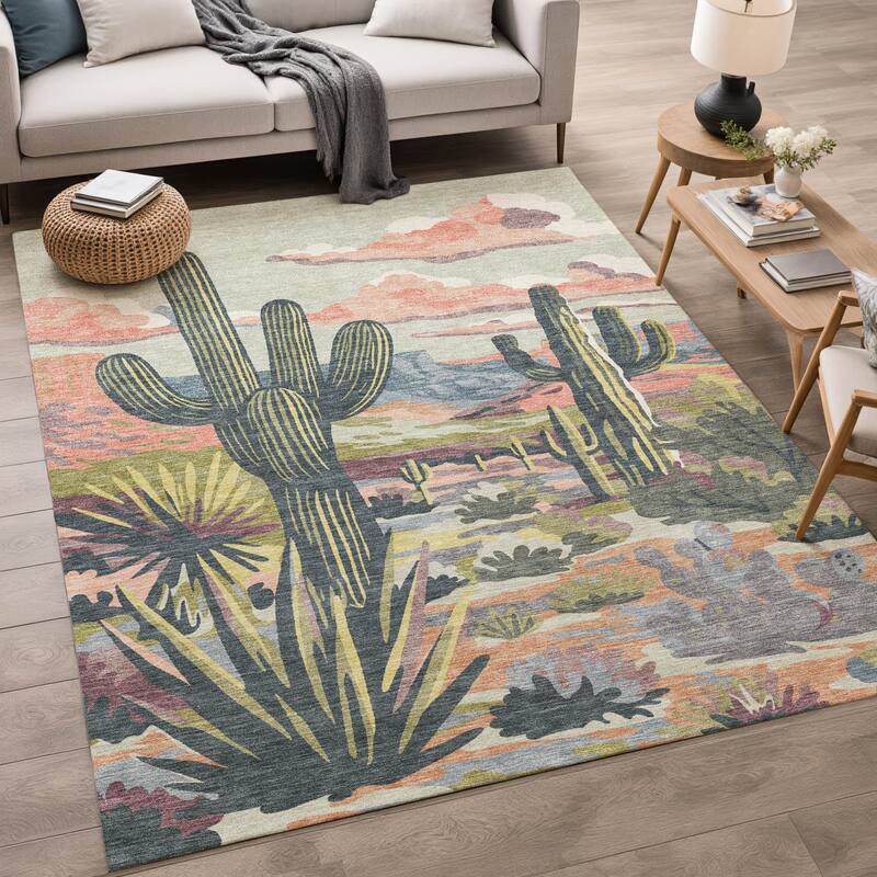 Machine Washable Indoor/ Outdoor Southwestern Mesa Chantille Rug