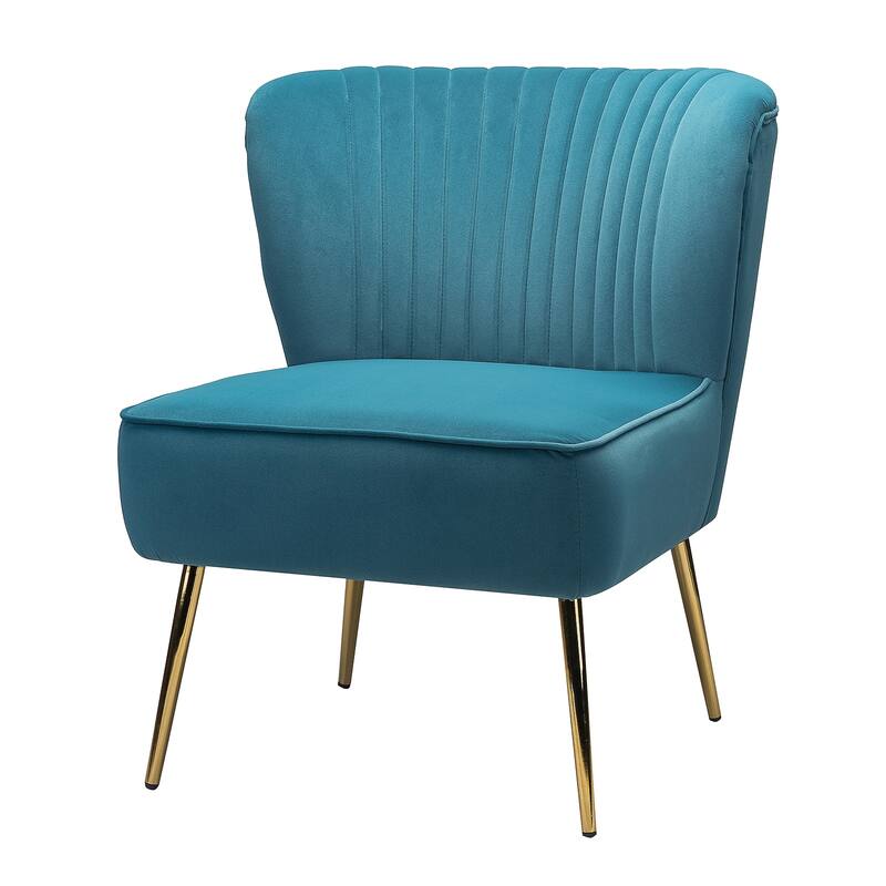 Monica Living Room Armless Accent Comfy Chair with Tufted Back and Metal Legs by HULALA HOME