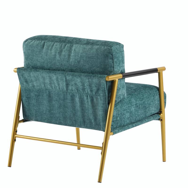 Minimalist Armchair - Soft Cushions, Wood/Metal Design, Compact