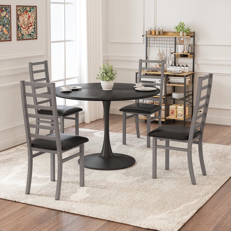 High Back Armless Dining Chairs with Steel Legs and PU Leather Seats, Set of 4/Set of 2