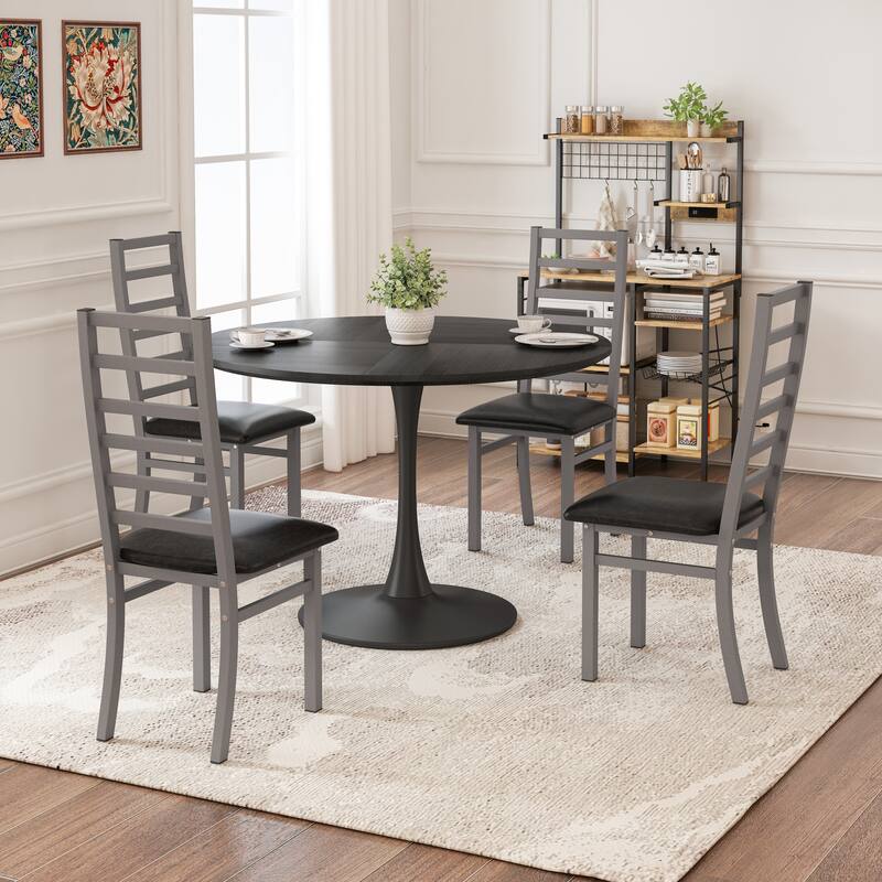 Steel Legs and PU Leather Seats Dining Chairs Set