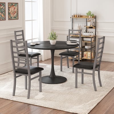 Steel Legs and PU Leather Seats Dining Chairs Set