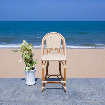 SAFAVIEH Leonica Outdoor Bistro 25-inch Seat Height Counter Stool (Fully Assembled) - 20"W x 21"D x 43"H