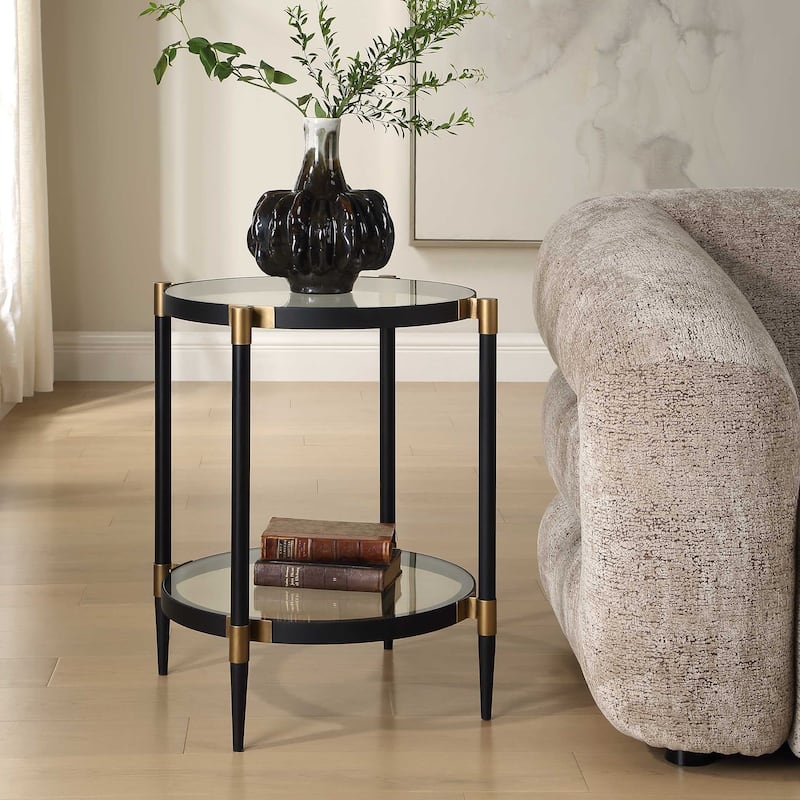 Uttermost Chadid Round Glass Side Table - 21.75" W x 23.75" H x 21.75" D