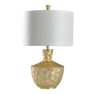 StyleCraft Golden Peak Gold Leaf Table Lamp - White Shade
