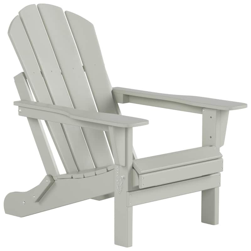 Polytrends Laguna Hdpe All Weather Outdoor Patio Foldable Adirondack Chairs With Side Table (3-Piece Set)