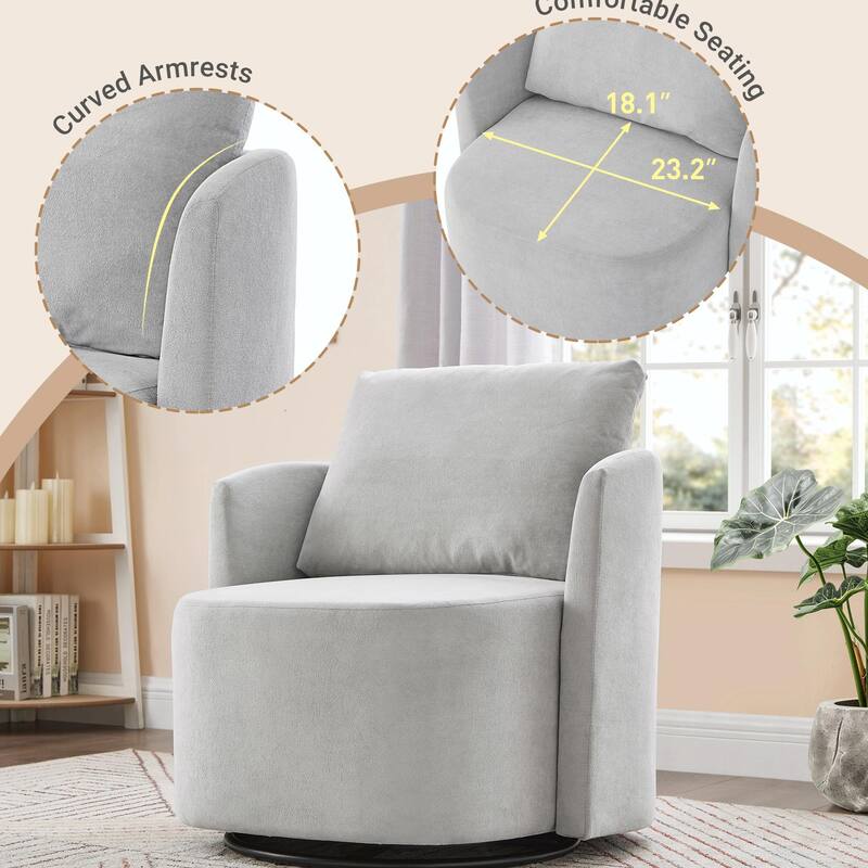 360° Swivel Chair - Chenille Upholstery, 440lb Capacity, Barrel Design
