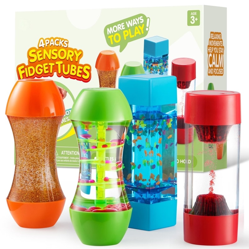 4-Pack Fidget Tubes for Kids - Multicolor