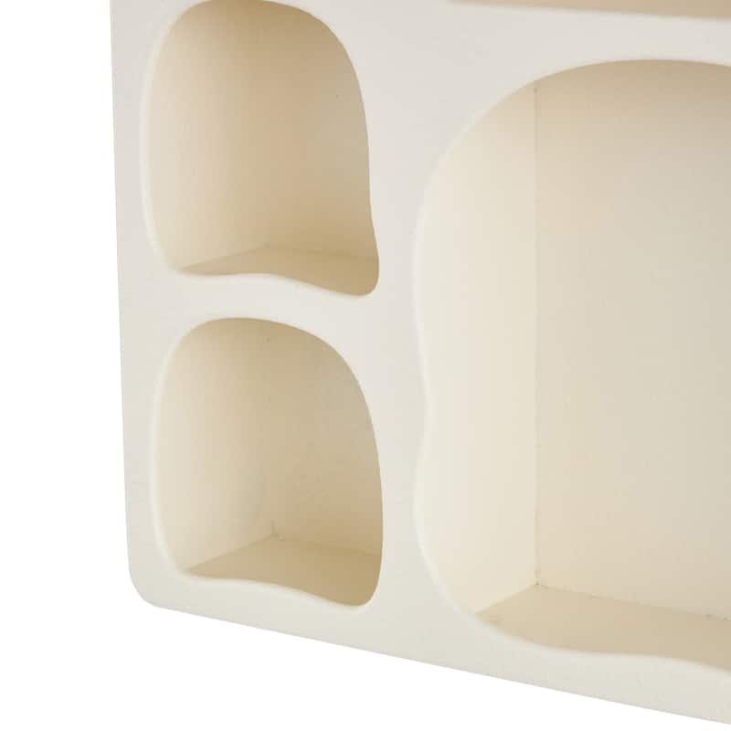 Wood Geometric 5 Shelf Wall Shelf - Cream or Black - Roche River Decor