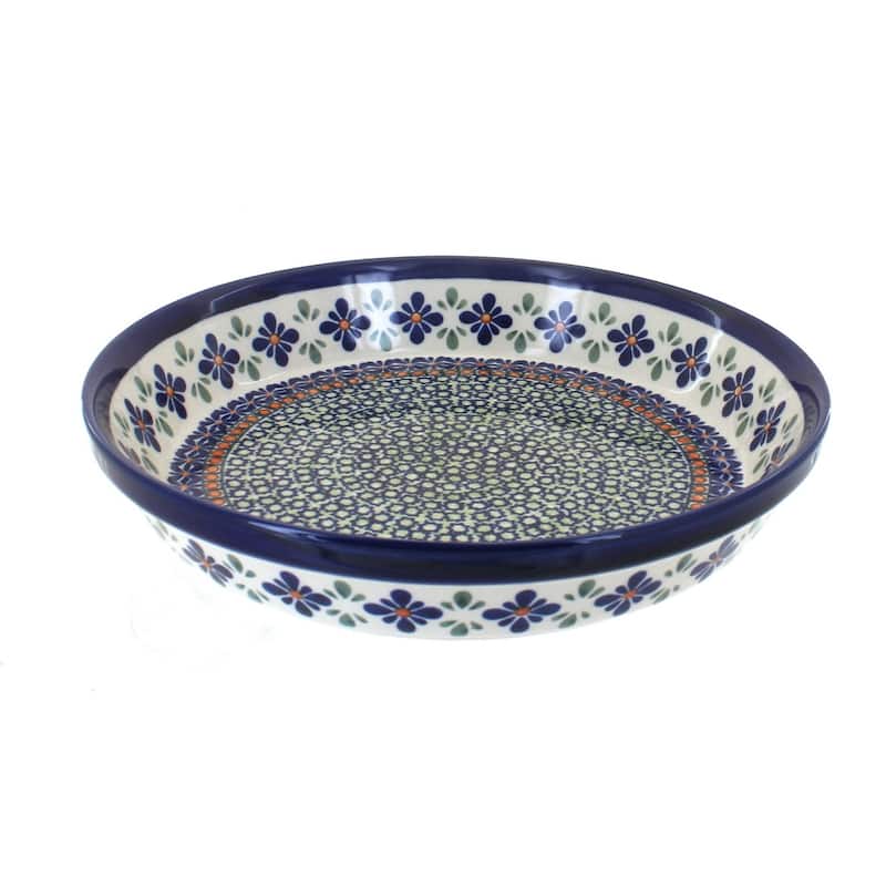 Blue Rose Polish Pottery 879 Zaklady Pie Plate - Mosaic Flower
