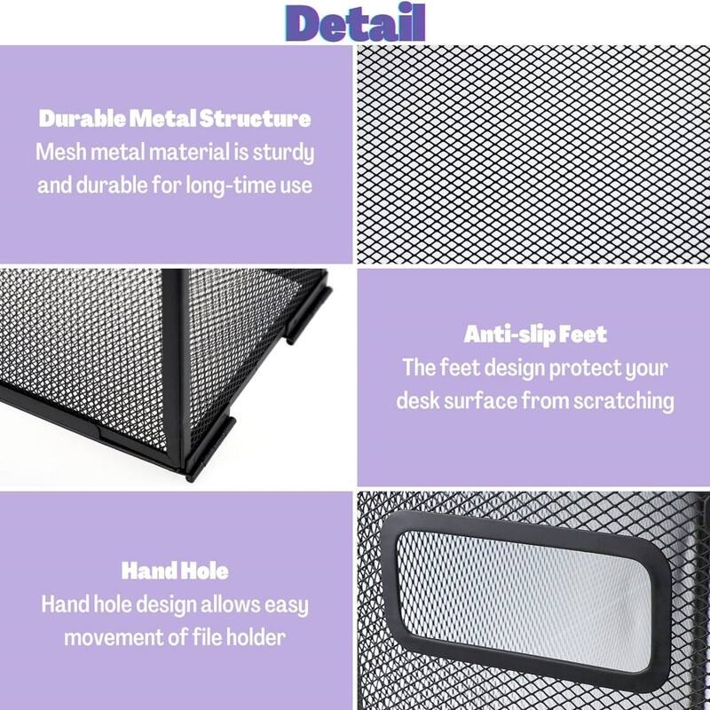 2Pack Mesh Hanging File Folder Organizer(Black)