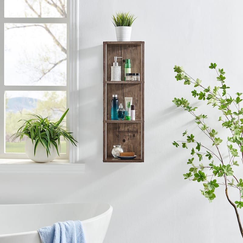 Danya B. Recife Vertical Three-Tier Modern Shadow Box Cube Display Wall Shelf - N/A
