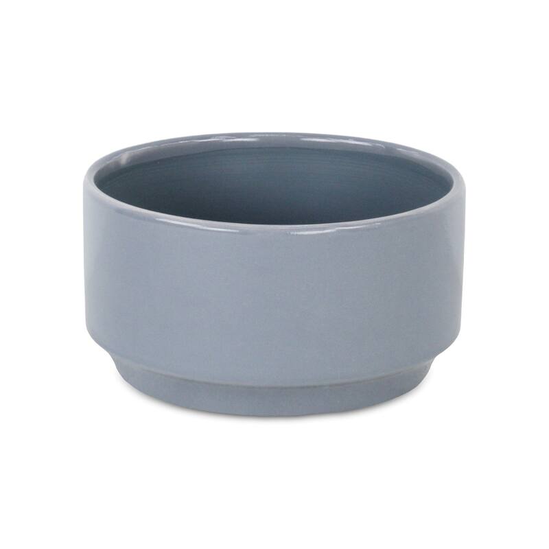 Elegora Wide Round Straight Side Ceramic Pot - Gray