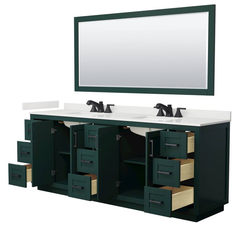 Miranda 84-inch Double Vanity, Quartz Top, 70-inch Mirror