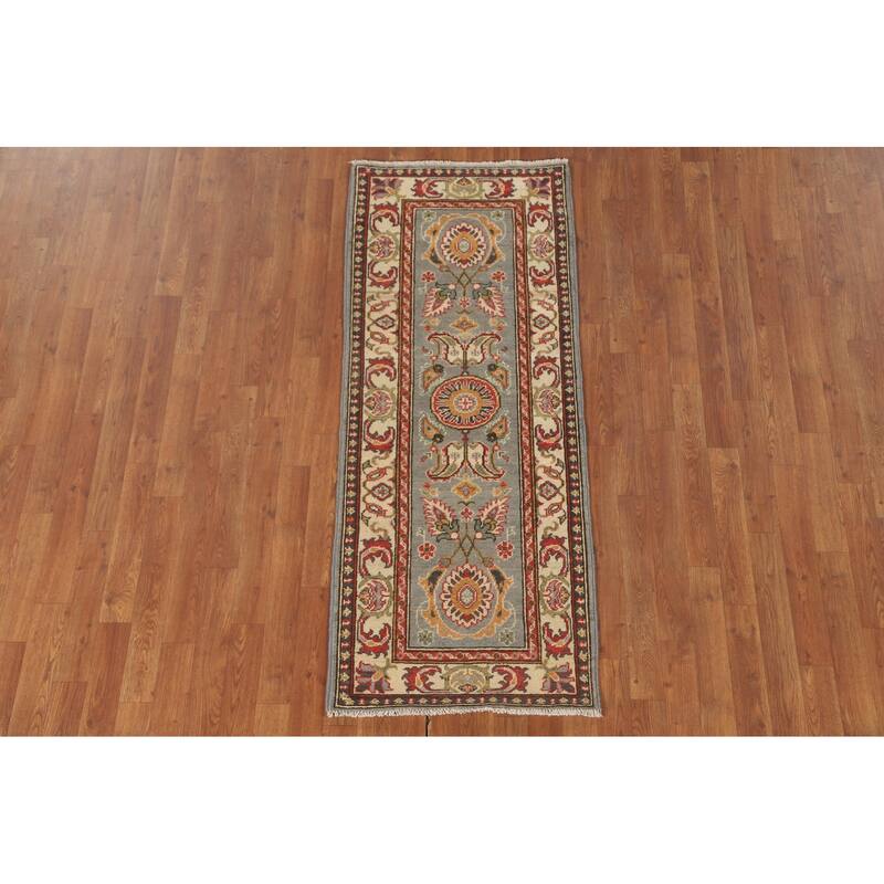 Floral Kazak Runner Rug Hand-Knotted Wool Carpet - 2'2" x 5'7"
