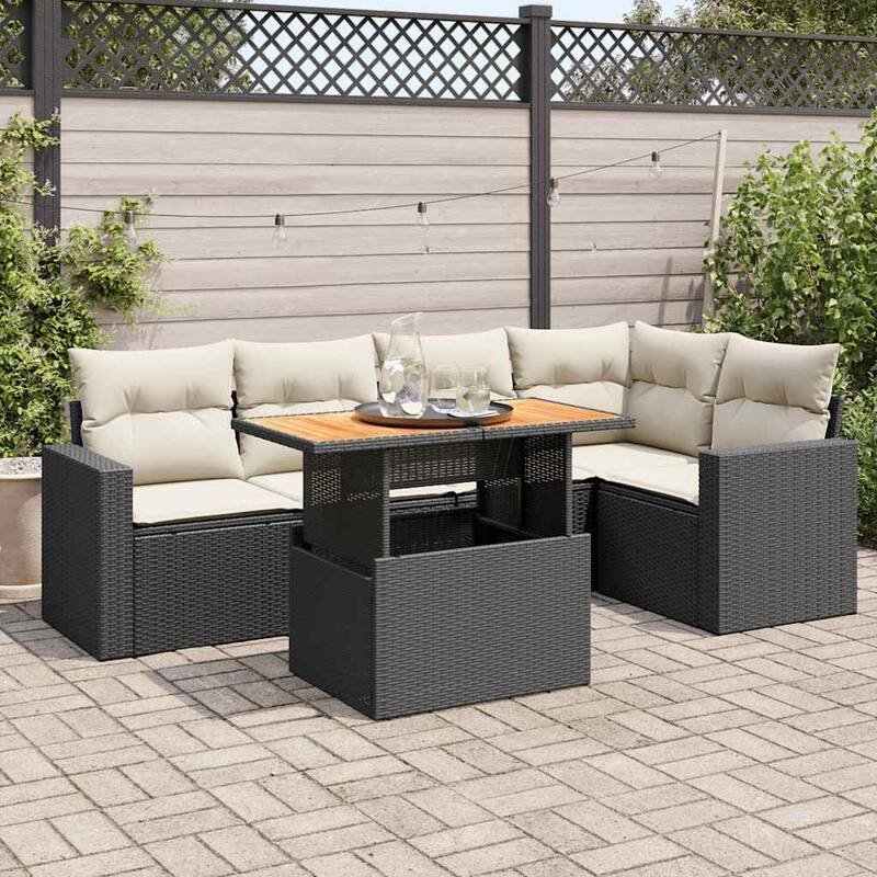 vidaXL Garden Sofa Set - 21.7 x 39.4 x 28.7 - Black and cream