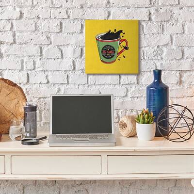 Stupell Industries Mr. Coffee Vintage Comic Book Yellow Design Canvas Wall Art, Proudly Made in USA