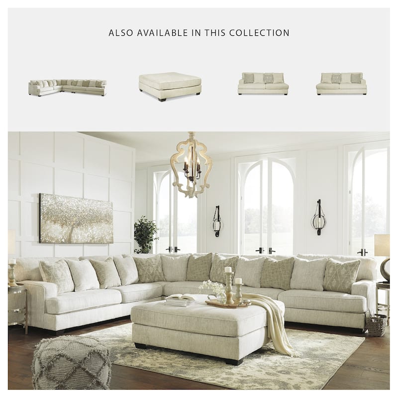 Signature Design by Ashley Rawcliffe Ivory and Peach 4-Piece Sectional Sofa