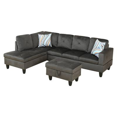 Grey Flannel 3-Piece Living Room Sofa Set