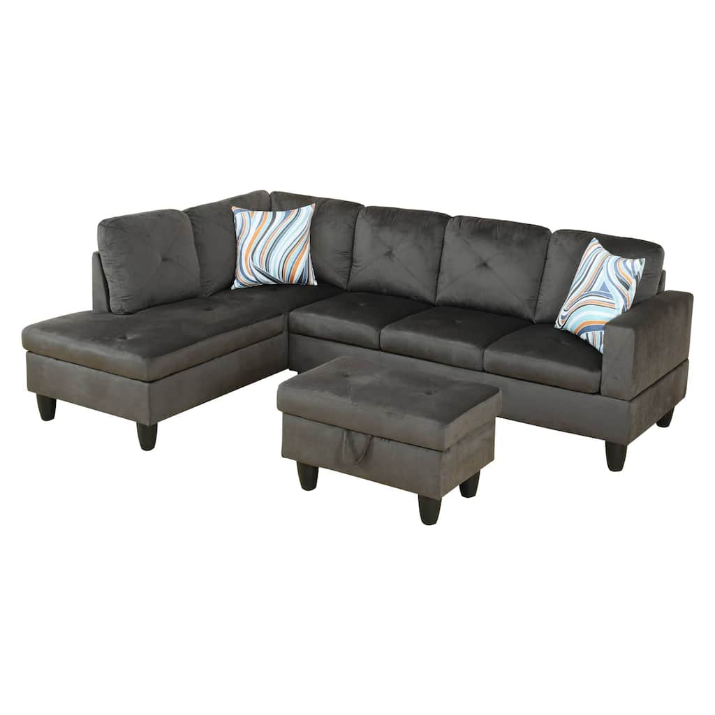 Grey Flannel 3-Piece Living Room Sofa Set