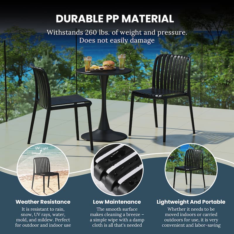 Frond and Form Outdoor Patio Stacking Dining Side Chair (Set of 2)