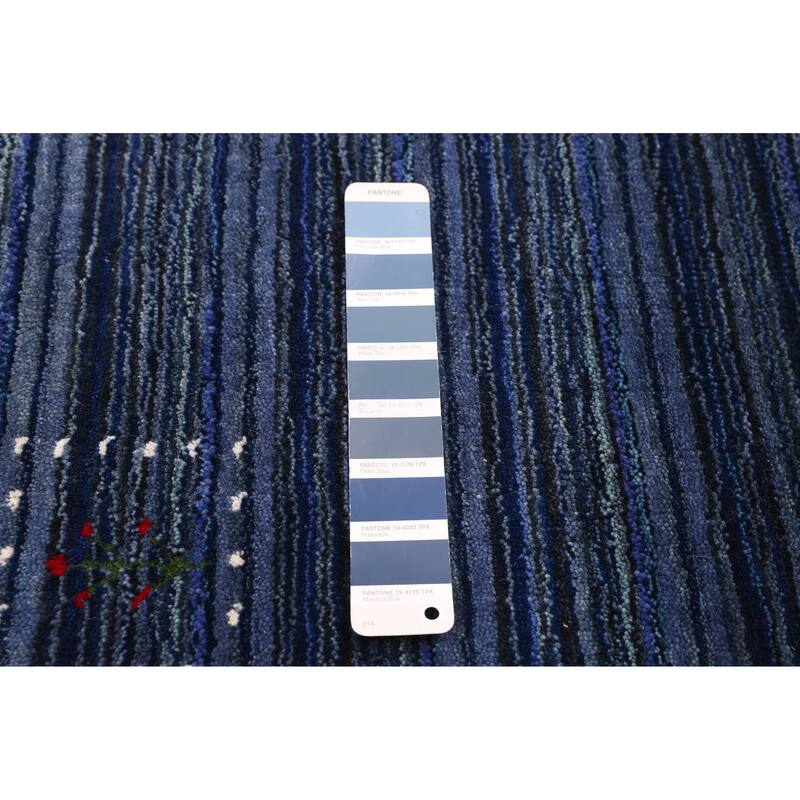 ECARPETGALLERY Hand Loomed Kashkuli Gabbeh Navy Wool Rug - 4'10 x 6'10