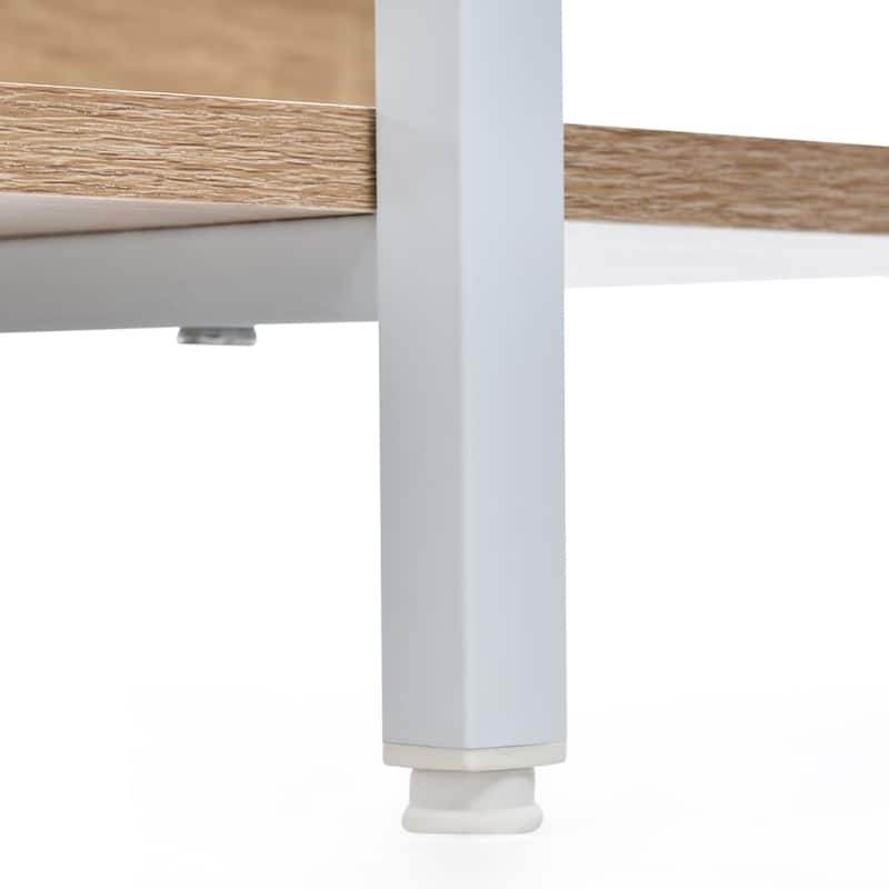 5 Tier Bookcase Home Office Open Bookshelf, Vintage Industrial Style Shelf, MDF Board, White Metal Frame