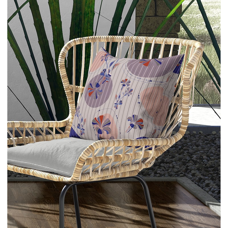 Circular Garden Indoor/Outdoor Reversible Throw Pillow Lavender and Blue