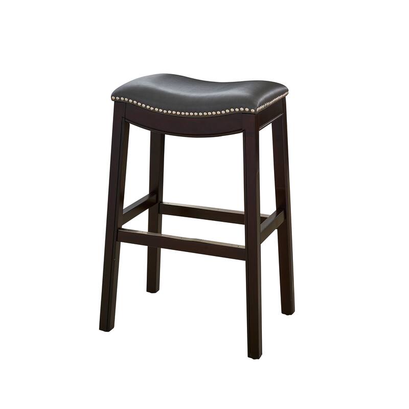 Julian 31" Espresso Bar Stool with Gray Faux Leather Seat - Bar Height