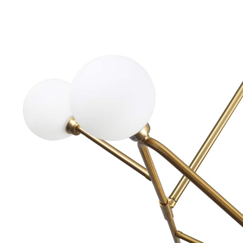 8-Light Mid - Century Modern Brass Sputnik Chandelier with Frosted Glass Globes