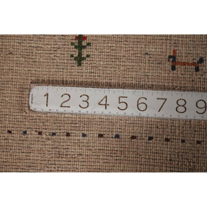 Hand Knotted Oriental 100% Wool Carpet Tribal Animal Pictorial Peach Gabbeh Runner Rug - 4' 8'' X 2' 3''