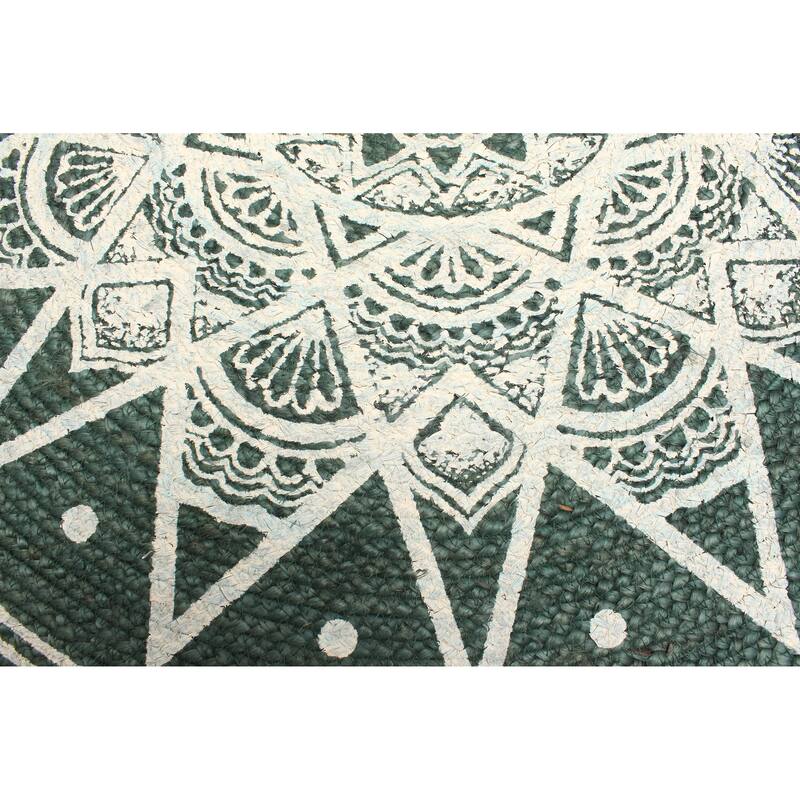 ECARPETGALLERY Braided Weave Palas Denizli Dark Green Jute Rug - 2'11 x 2'11