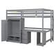preview thumbnail 7 of 16, Full Size Loft Bed with Wardrobe, Desk, Drawers, and Open Storage Cabinet, Multi-Functional Space-Saving Design, Gray