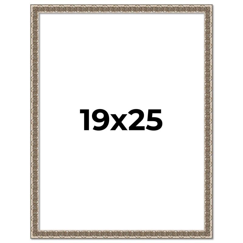 19x25 Frame Silver Versailles Ornate Solid Wood Picture Frame | 1 Inch