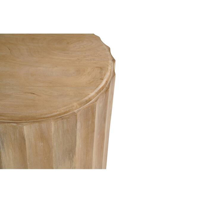 HomeRoots 23" Brown Solid Wood Round Block End Table - 20.00 in. x 23.00 in. x 20.00 in.