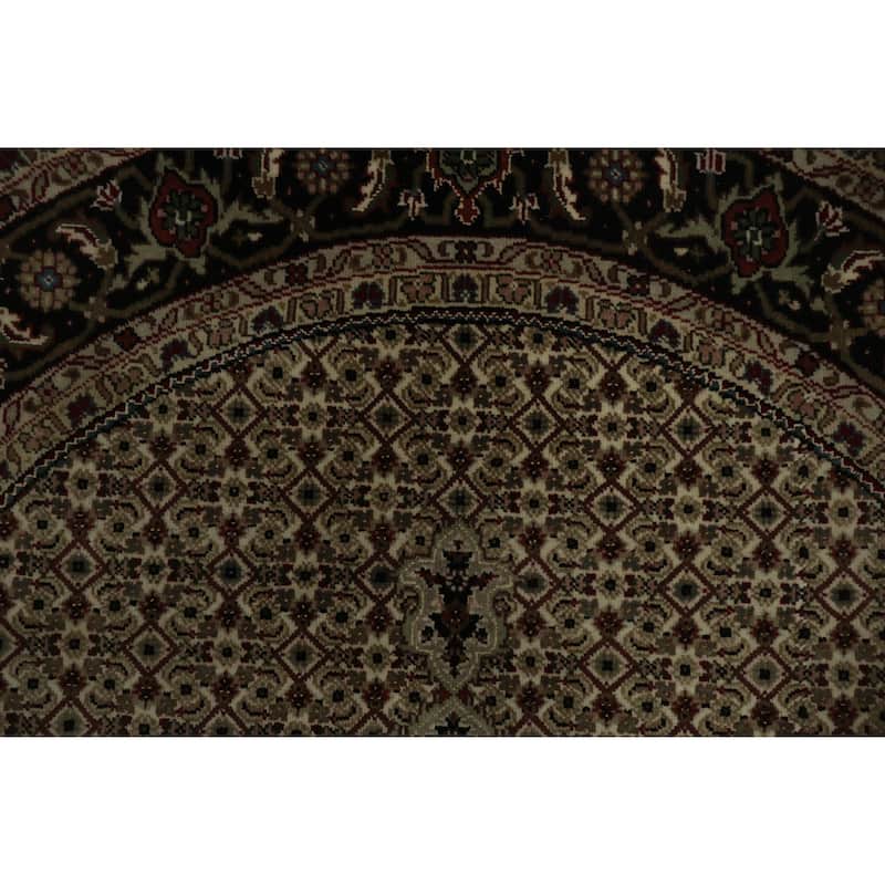 Hand Knotted Oriental 100% Wool Carpet Traditional Geometric Beige & Ivories Tabriz-Mahi Area Rug - 4' 10'' X 4' 10''