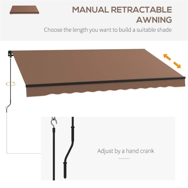 Polyester Aluminum Steel Manual Retractable Outdoor Awning - 141.75" W x 118" D