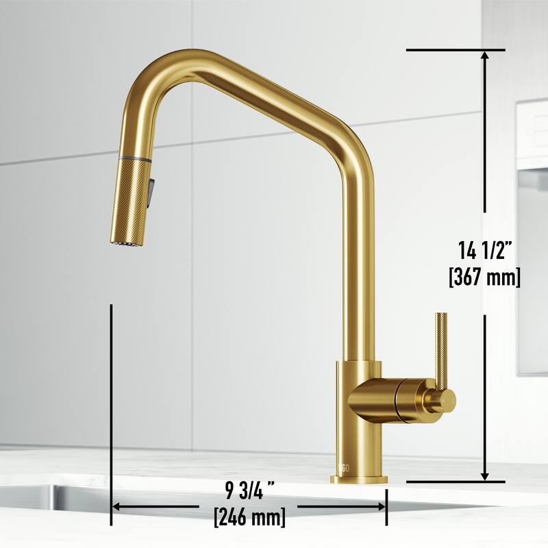 VIGO Utopia 14" H Single Handle Pull-Down Sprayer Kitchen Bar Faucet