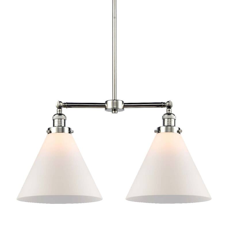 Innovations Lighting X-Large Cone 2 Light 21" Wide Linear Chandelier - Polished Nickel / Matte White Cased