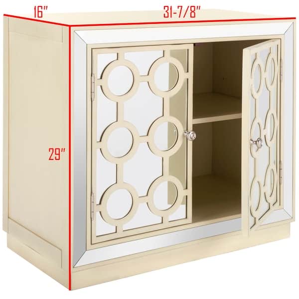 dimension image slide 1 of 2, SAFAVIEH Kaia 2-Door Beige Storage Chest
