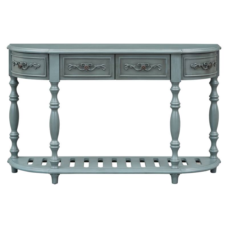 52" Classic MDF Console Table With 4 Drawers And Open Shelf for Living Room