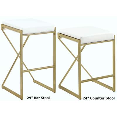 Chic Euro Design Gold Frame with White Upholstered Seat Stool