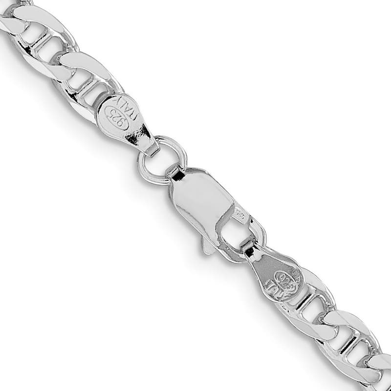 Curata 925 Sterling Silver Rhodium 4.65mm Flat Cuban Anchor Chain Necklace Options: 18 20 22 24