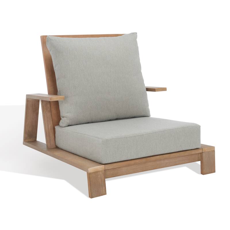 SAFAVIEH Couture Macy Wood Patio Chair - 36 In W x 42.5 In D x 30 In H - 36W x 43D x 30H