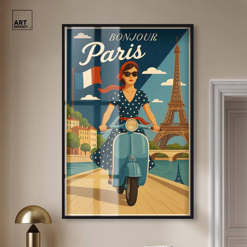 Scooter French Travel Shadowbox by Art Remedy