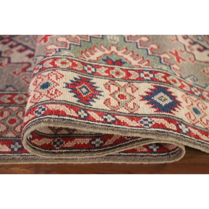 Hand Knotted Oriental 100% Wool Carpet Traditional Geometric Brown Kazak Runner Rug - 15' 11'' X 2' 8''
