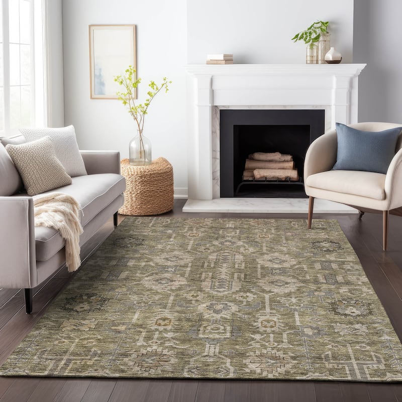 Premium Washable Super Soft Traditional Global Mayfield Rug - Brown - 3' x 5' - Rectangle
