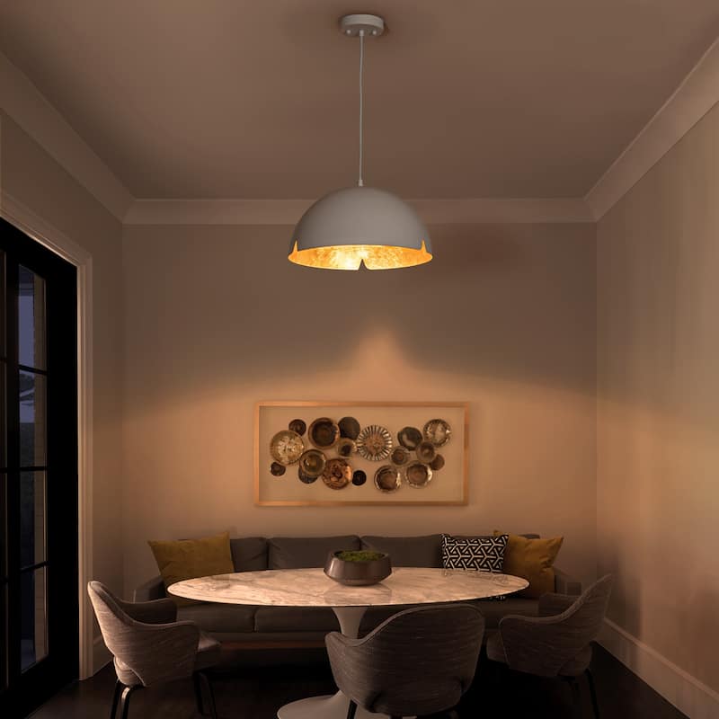 Modern 15" Iron Dome Pendant Light with Gold Foil Interior - Dia.15-in