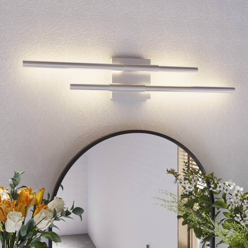 LED Bath and Vanity Light Dimmable Metal Wall Sconces - Silver
