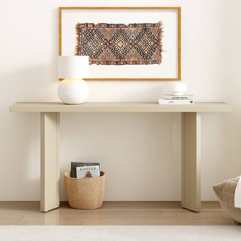 Living Room Study and Dining Room Console Table with Geometric Legs - Black